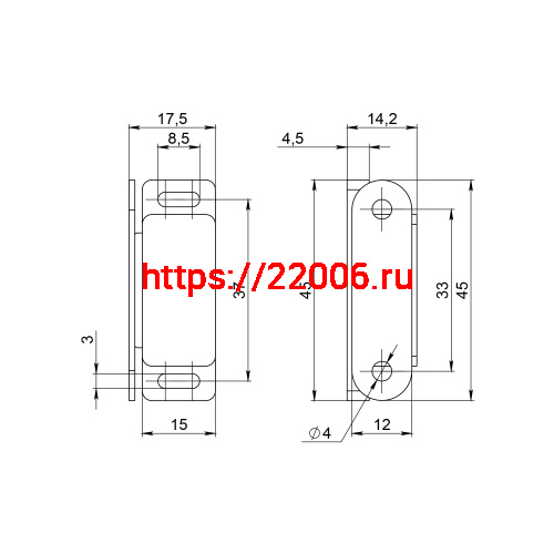 Защелка Ajax (Аякс) магнитная пластиковая ZLM15х45 BR коричневый фото 2