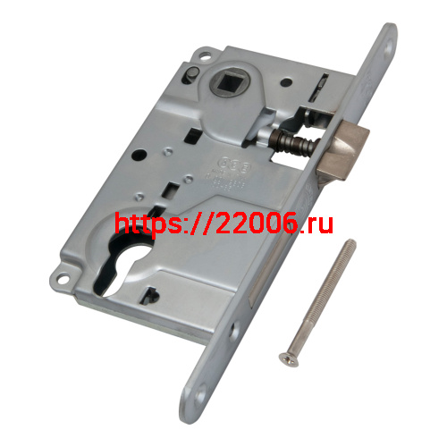 Корпус AGB (АГБ) врезного замка под цилиндр CENTRO B01025.50.06 ригель+защёлка (никель)