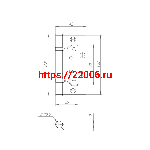 Петля Fuaro (Фуаро) универсальная без врезки IN4300W CP (300-2BB 100x2) (хром) фото 3