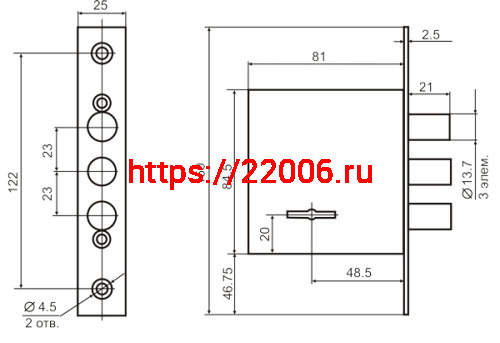 Замок Border (Бордер) врезной сувальдный ЗВ8-8Д/15, 5 кл. /70911/ фото 2