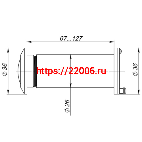 VIEWER Fuaro (Фуаро) 5 DVZ 70x125/25 (оптика пластик, угол обзора 180) CP Хром фото 2