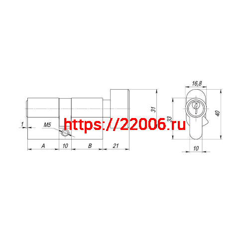 Цилиндровый Ajax (Аякс) механизм (AX102/70) AX1002Knob70 (30+10+30)/HD AB бронза 4Key с вертушкой фото 3