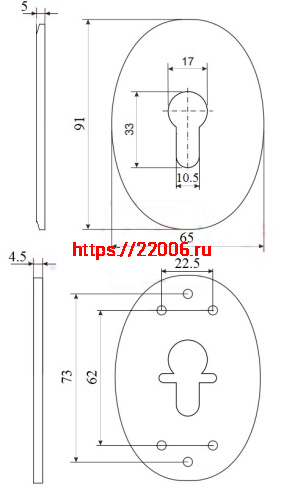 Декоративная накладка Fuaro (Фуаро) под цилиндр ESC 473 (90х65) СP ХРОМ фото 3
