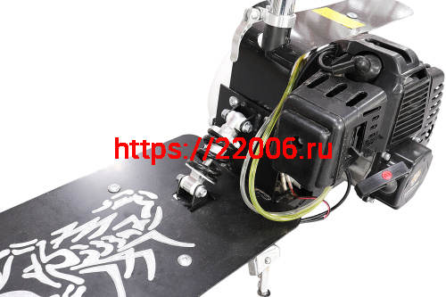 Мотосамокат (2-х.такт.,двиг.мотокоса 43см,диск.тормоза,бак 2л, 20км/ч) 10" фото 5