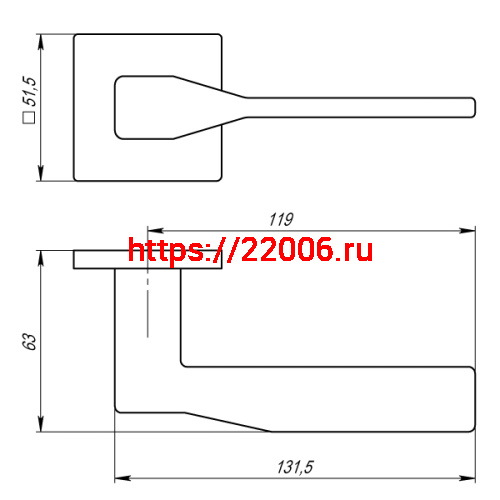 Ручка Armadillo (Армадилло) раздельная K.USS52.GRAND (GRAND USS) CP-8 хром фото 4