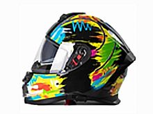 Мотошлем VIRTUE MD-820 закрытый с визором черный с разноцветным рисунком (XL)
