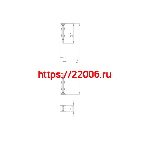 Квадрат Ajax (Аякс) для ручек Spindle 8х120 мм фото 2