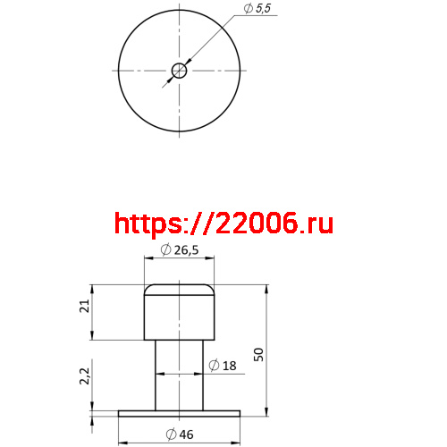 Упор Punto (Пунто) дверной настенный DFIX/W50 INOX BL-24 черный фото 2