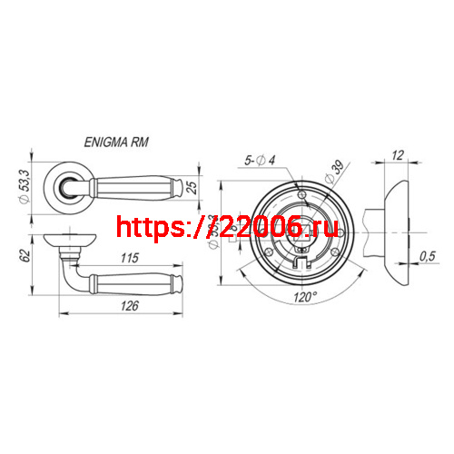 Ручка Fuaro (Фуаро) раздельная R.RM54.ENIGMA (ENIGMA RM) SN/CP-3 матовый никель/хром фото 2