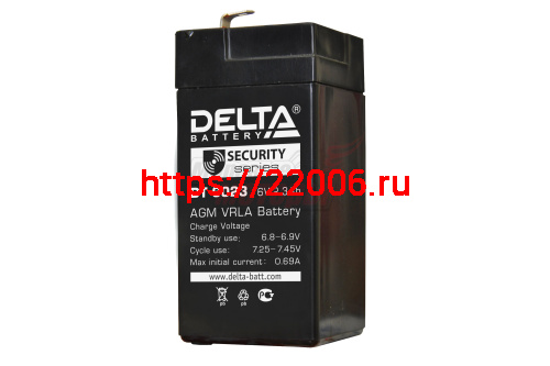 Аккумулятор герметичный 6В 2,3Ач DELTA DT6023 (44*47*101мм) (электрооборудование, кассовые апп-ты)