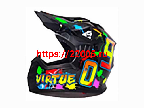 Мотошлем VIRTUE MD-911 Детский Кросс черный с рисунком (M)