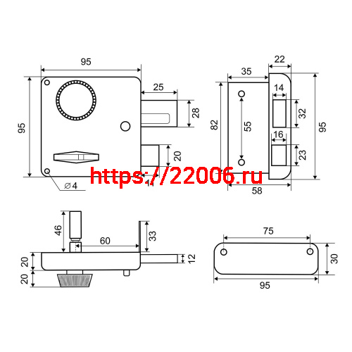 Замок Penzmash (Пензмаш) накладной ЗН3А-1 фото 3