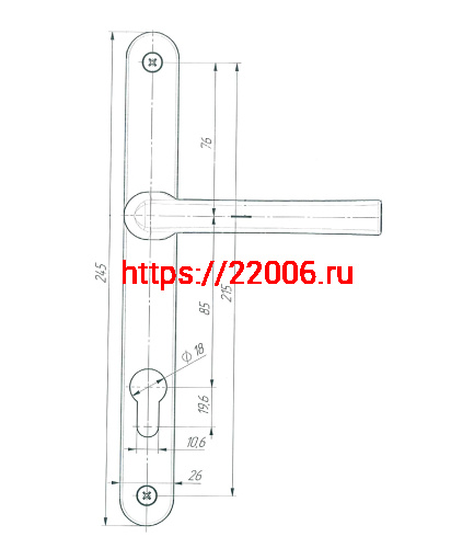 Ручка дверная Zenit (Зенит) на планке РФ1-85.25 (85 мм) черный матовый