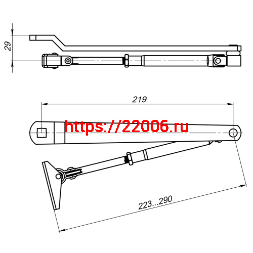 Тяга рычажная Fuaro (Фуаро) для доводчиков DCQ20-4 (40-80 кг) AL (алюминий) фото 2