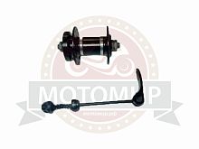 Втулка задняя MTB алюм. под трещ. 3/8"14G*32Н*135 на промоподш., с эксцент, под диск, черн (GB10RQS)
