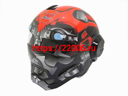 Мотошлем закрытый MASEI 610 Bumblebee красный (XL)