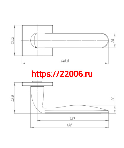 Ручка Punto (Пунто) раздельная K.ARC.Q52.EXTRA GR-23 графит ТРОСИК фото 3