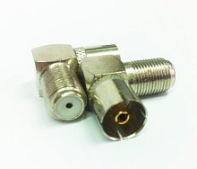 ТВ(PAL) Гнездо - F гнездо,угловой (медь-никель)