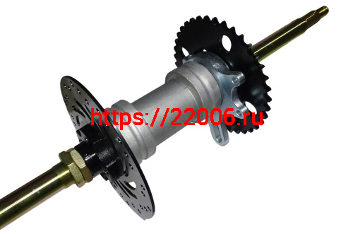 Ось задняя ATV  Jaeger 2 в сборе М20*810мм (корпус поднипника, диск тормоза, звезда) фото 2