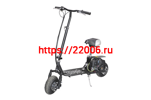 Мотосамокат (2-х.такт.,двиг.мотокоса 43см,диск.тормоза,бак 2л, 20км/ч) 10" фото 2