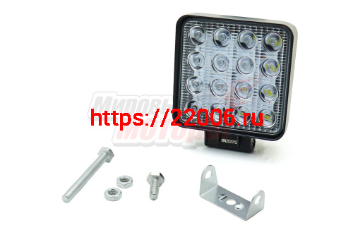 Фара светодиодная 48W 16 диодов SMD, 55мм квадрат. мет. корпус, ближний свет (Flood)