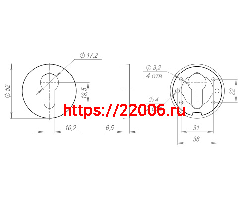 Накладка Fuaro (Фуаро) на цилиндр ESC.C.RLR/R.486 CP-8 хром (1 шт.) фото 3