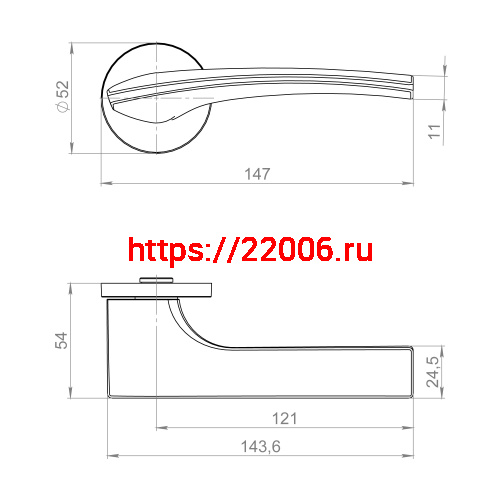 Ручка Fuaro (Фуаро) раздельная R.ZLR52.ETALON SSC-16 сатинированный хром фото 3