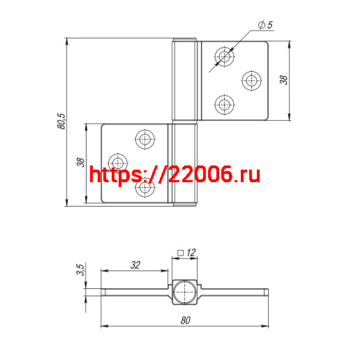 Петля Armadillo (Армадилло) универсальная флажковая FL.IN3800.US MWSC-33 итальянский тисненый фото 3