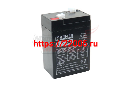 Аккумулятор герметичный 6В 6Aч HEMEN ENERGY DT606(OT5-6/A)(70x48x100mm)(электромашинки)