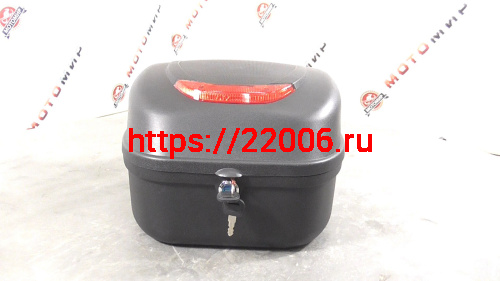 Кофр задний пластик №04 (Альфа) цвет матовый черный С КАТАФОТОМ и СПИНКОЙ (НАБОР) фото 2