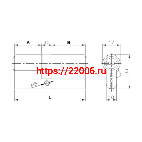 Цилиндровый Kale kilit (Кале килит) механизм 164 BN/68 (26+10+32) mm латунь 5 кл. фото 2