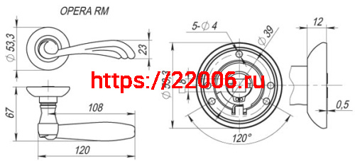 Ручка Fuaro (Фуаро) раздельная R.RM54.OPERA (OPERA RM) AB/GP-7 бронза/золото фото 2