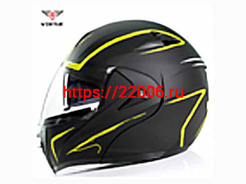 Мотошлем VIRTUE MD-808 трансформер с визором черно-салатовый матовый (XL)