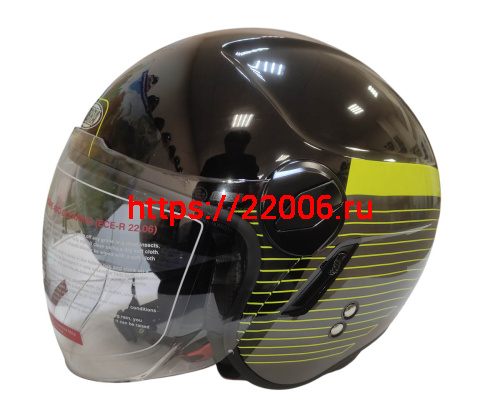 Шлем открытый COBRA EC H595, серый титан, синий, очки, размер S