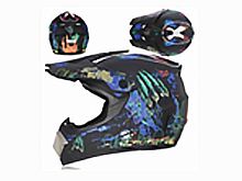 Мотошлем VIRTUE MD-905 Кросс черный матовый с синим граффити (L)