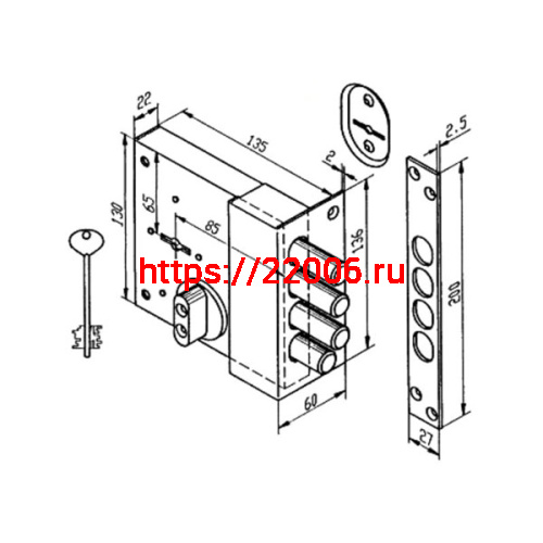 Замок kerberos (KERBEROS) накладной сувальдный с задвижкой 111.11.043, 5 кл. фото 2 Замок kerberos (KERBEROS) накладной сувальдный с задвижкой 111.11.043, 5 кл. фото 2