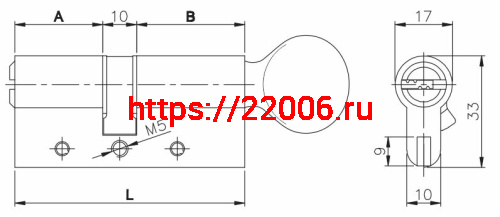 Цилиндровый механизм Kale kilit (Кале килит) с вертушкой 164 DBM-E/70 (30+10+30) mm латунь 5 кл. фото 2