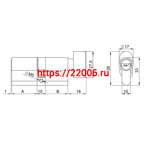 Цилиндровый Fuaro (Фуаро) механизм(200 ZM/80) 2000ZM Knob 80 (40+10+30) BL-24 черный 5Key с вертушкой фото 3