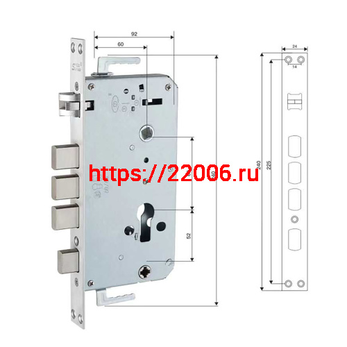Врезная часть для электронного замка Moorgen T3, Х5 (3 ригеля)