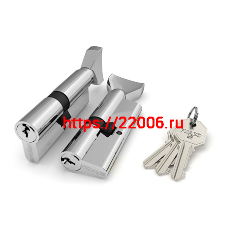 Цилиндровый Fuaro (Фуаро) механизм (100 CM/80) 1000CMKnob80(35+10+35) CP хром 3Key с вертушкой