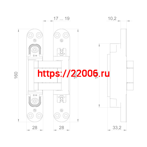 Петля Armadillo (Армадилло) скрытой установки U3D3400.TG BL черный TECH фото 3