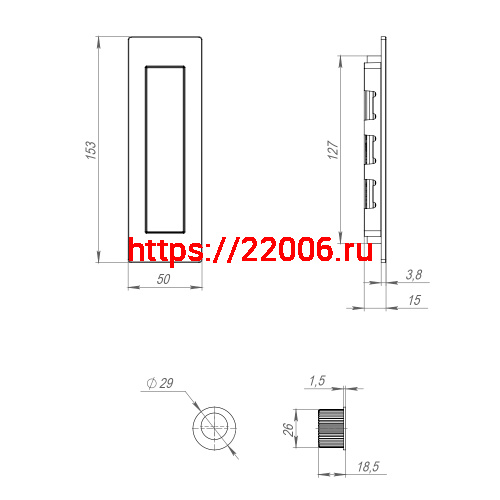 Ручка Armadillo (Армадилло) для раздвижных дверей SH.URB153.010 (SH010 URB) BPVD-77 вороненый никель фото 4
