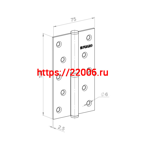 Петля Fuaro (Фуаро) съемная IN5430SR CP правая (413-5 125x75x2,5) хром фото 2