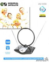 AV-958  комнатная антенна c усилителем (UHF/VHF/FM) GENERAL SATELLITE