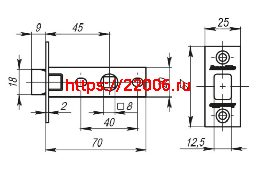 Защелка Armadillo (Армадилло) врезная LH 120-45-25 SC Мат. хром SKIN /прям/ фото 2