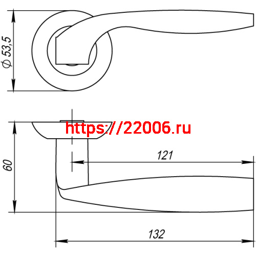 Ручка Punto (Пунто) раздельная R.TL54.BOSTON (BOSTON TL) SN/CP-3 матовый никель/хром фото 2