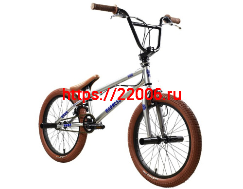 Велосипед 20" Stark'25 Madness BMX 2 (рама ст.,клещ. торм.,гироротор) серебристый/фиолетовый/песочны
