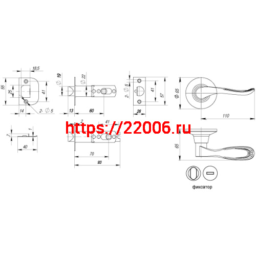 Ручка Punto (Пунто) защелка DK630 AB-BK (6030 AB-B) (фик.) бронза фото 3