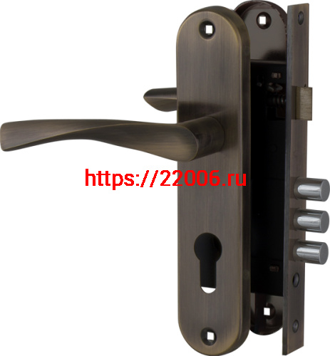 Замок цилиндровый Fuaro (Фуаро) с в комплекте с ручкой LOCKSET.1511W/B (SET F1511W/B) AB бронза