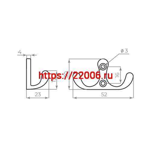 Крючок Ajax (Аякс) настенный MB-K-004 CP хром фото 2